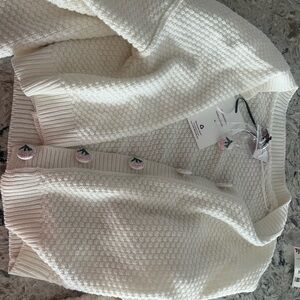 Pink Rose Cream Cardigan with Button Details